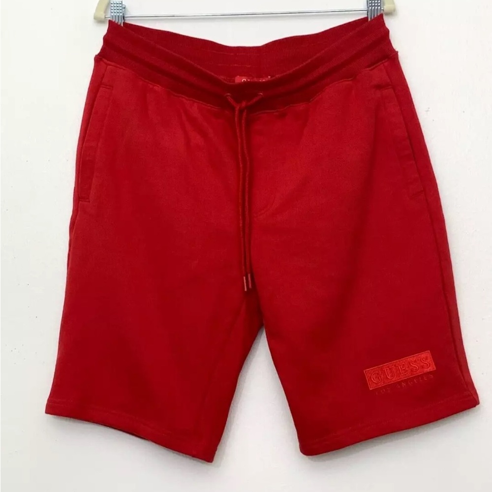 NWT GUESS Los Angeles Men's Red Sweat Shorts Athletic Gym Elastic Waist Size-M